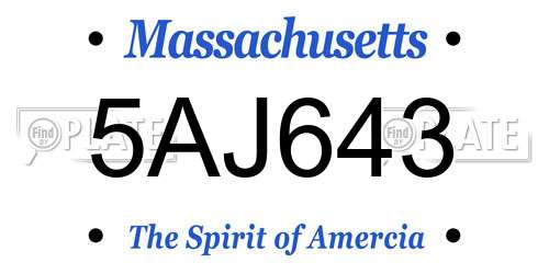 5AJ643 Massachusetts License Plate