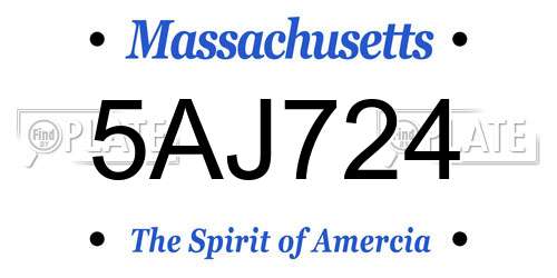 5AJ724 Massachusetts License Plate