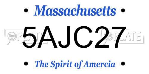 5AJC27 Massachusetts License Plate