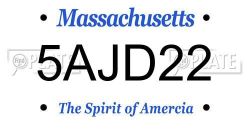 5AJD22 Massachusetts License Plate