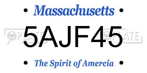 5AJF45 Massachusetts License Plate