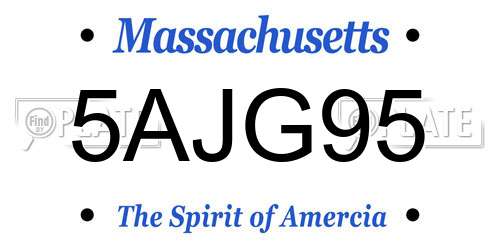 5AJG95 Massachusetts License Plate
