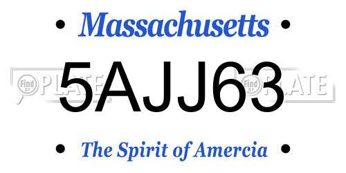 5AJJ63 Massachusetts License Plate