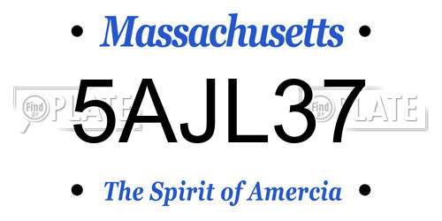 5AJL37 Massachusetts License Plate