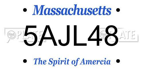 5AJL48 Massachusetts License Plate