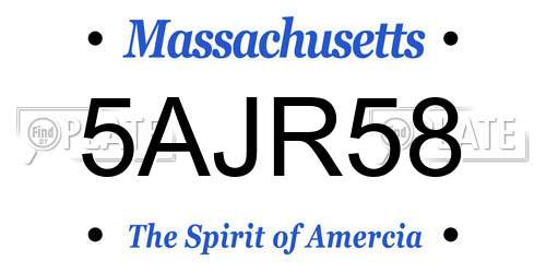 5AJR58 Massachusetts License Plate