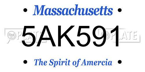 5AK591 Massachusetts License Plate