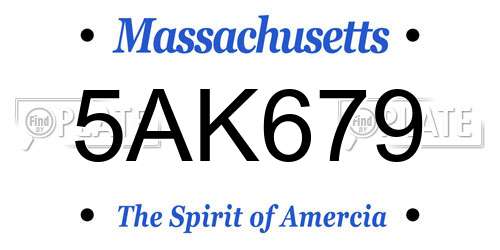 5AK679 Massachusetts License Plate