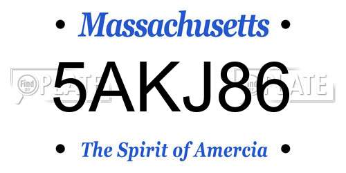 5AKJ86 Massachusetts License Plate