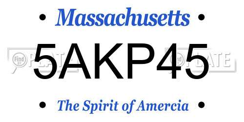 5AKP45 Massachusetts License Plate