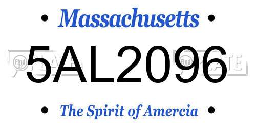 5AL2096 Massachusetts License Plate