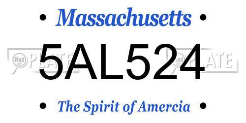 5AL524 Massachusetts License Plate
