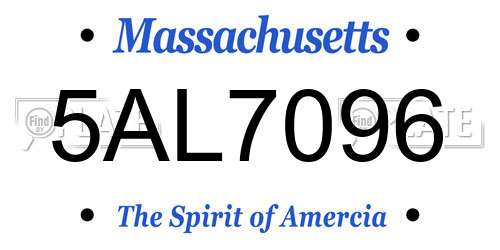 5AL7096 Massachusetts License Plate