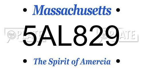 5AL829 Massachusetts License Plate