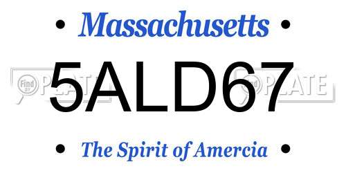5ALD67 Massachusetts License Plate