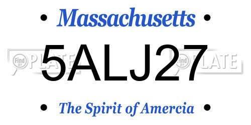 5ALJ27 Massachusetts License Plate