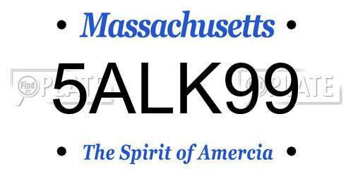 5ALK99 Massachusetts License Plate