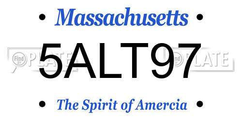 5ALT97 Massachusetts License Plate