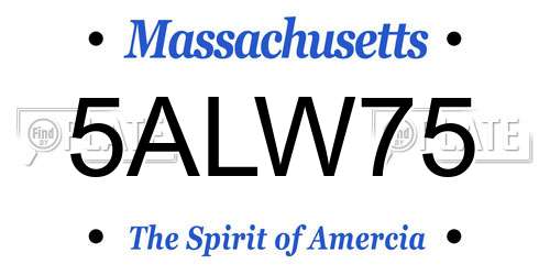 5ALW75 Massachusetts License Plate
