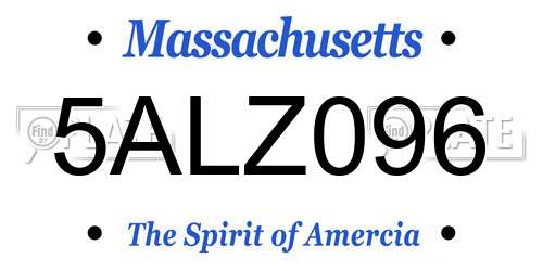 5ALZ096 Massachusetts License Plate