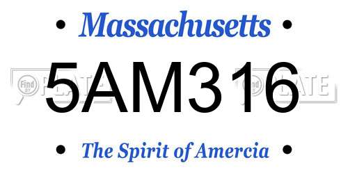 5AM316 Massachusetts License Plate