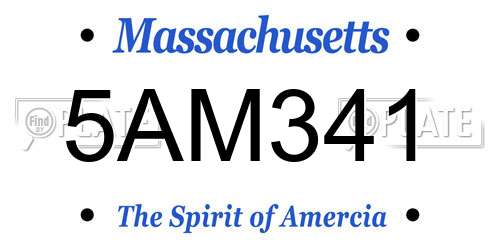 5AM341 Massachusetts License Plate