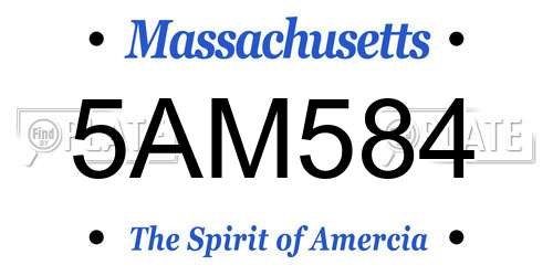 5AM584 Massachusetts License Plate
