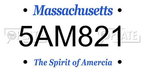 5AM821 Massachusetts License Plate