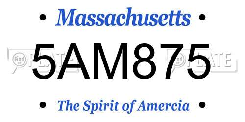 5AM875 Massachusetts License Plate