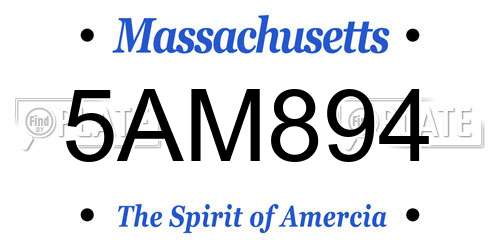 5AM894 Massachusetts License Plate