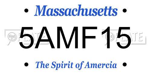 5AMF15 Massachusetts License Plate