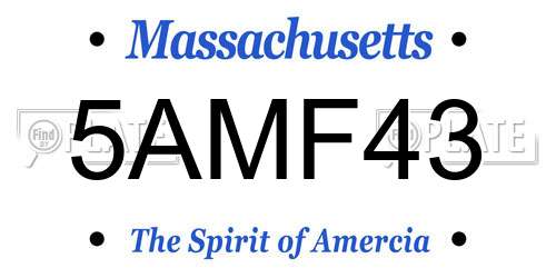 5AMF43 Massachusetts License Plate