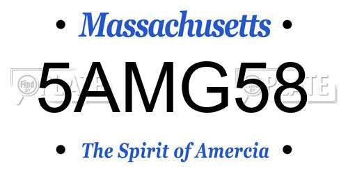 5AMG58 Massachusetts License Plate