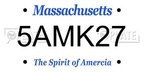5AMK27 Massachusetts License Plate