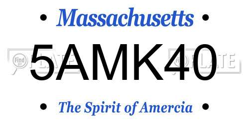 5AMK40 Massachusetts License Plate