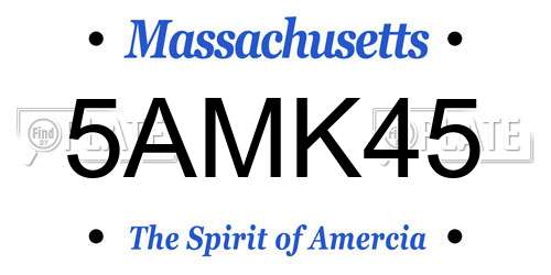 5AMK45 Massachusetts License Plate