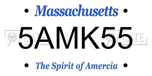 5AMK55 Massachusetts License Plate