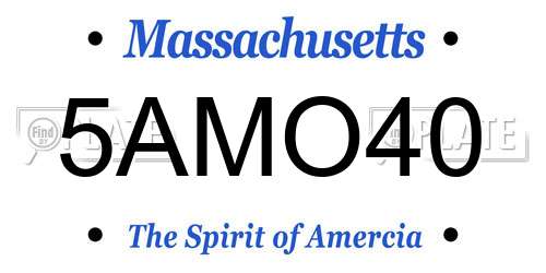 5AMO40 Massachusetts License Plate