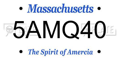 5AMQ40 Massachusetts License Plate