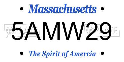 5AMW29 Massachusetts License Plate