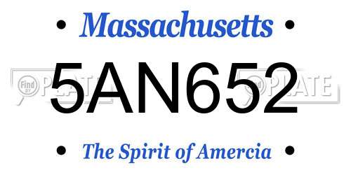 5AN652 Massachusetts License Plate