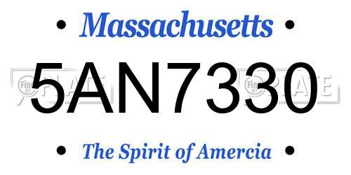 5AN7330 Massachusetts License Plate