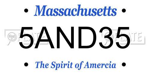 5AND35 Massachusetts License Plate