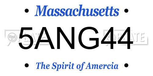 5ANG44 Massachusetts License Plate
