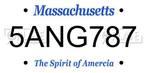 5ANG787 Massachusetts License Plate