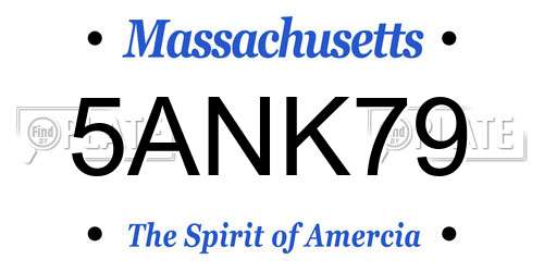 5ANK79 Massachusetts License Plate