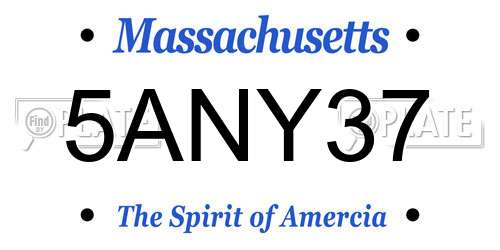 5ANY37 Massachusetts License Plate