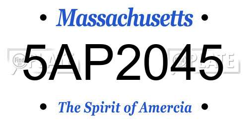 5AP2045 Massachusetts License Plate