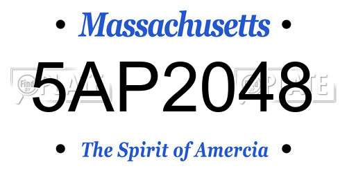 5AP2048 Massachusetts License Plate