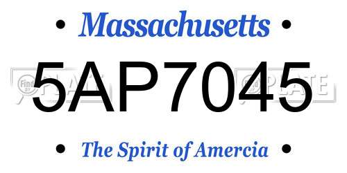 5AP7045 Massachusetts License Plate